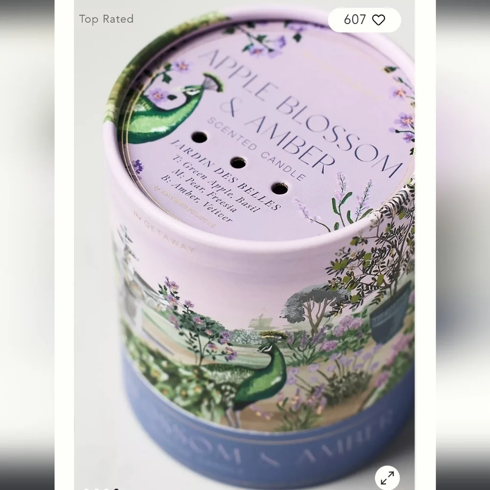 ♥️BUY 2 GET 1 FREE Getaway Woody Apple Blossom & Amber Boxed Candle, Retail $34